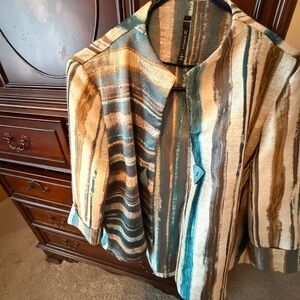 Striped Jacket with Teal  Blue, Brown And Cream Tones IC by ConnieK size L